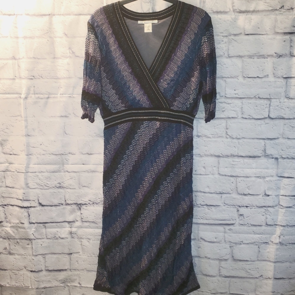 Peter Nygard Pullover Knit V-Neck Light Weight Sweater Dress, M, Purple …